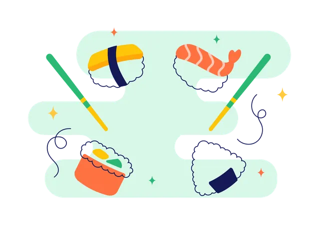 Barra de sushi  Ilustración