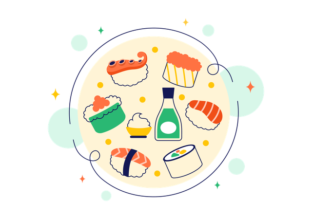 Barra de sushi  Ilustración