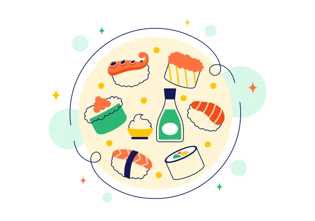 Barra de sushi  Ilustración