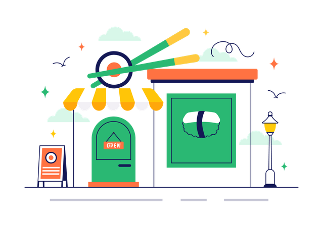 Barra de sushi  Ilustración