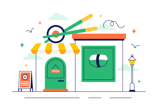 Barra de sushi  Ilustración