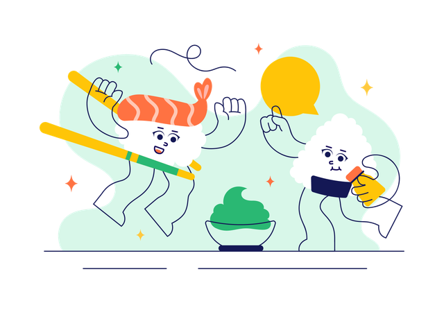 Barra de sushi  Ilustración