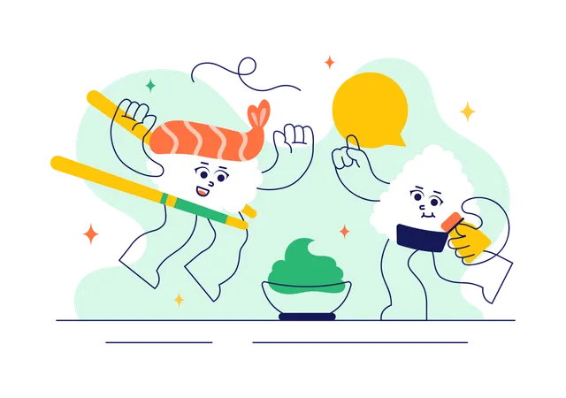 Barra de sushi  Ilustración