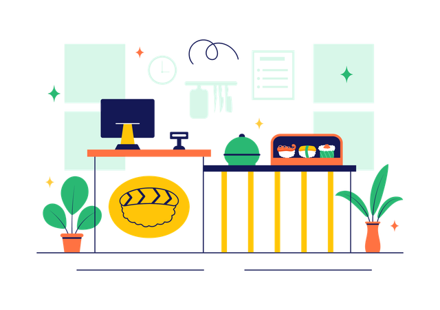 Barra de sushi  Ilustración