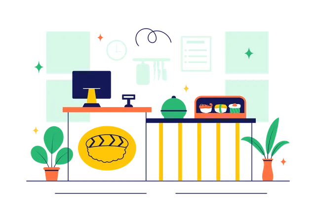 Barra de sushi  Ilustración