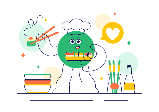 Barra de sushi  Ilustración