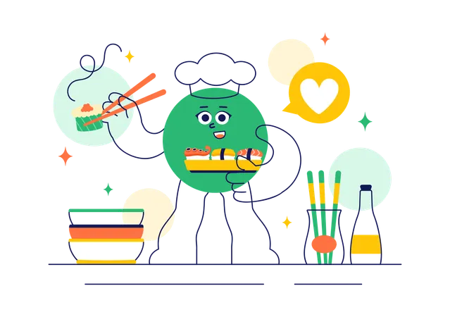 Barra de sushi  Ilustración