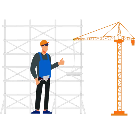 Trabalhador dirigindo barras de construção  Ilustração