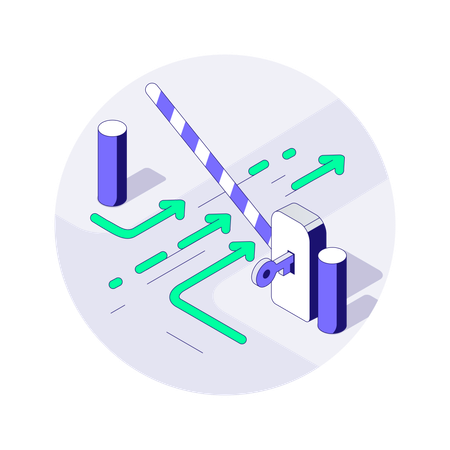 Barrier lifted to grant access  Illustration