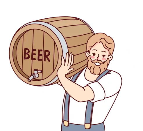 Bart Mann hält Bierfass  Illustration