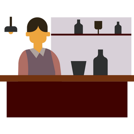 Bartender at bar  Illustration