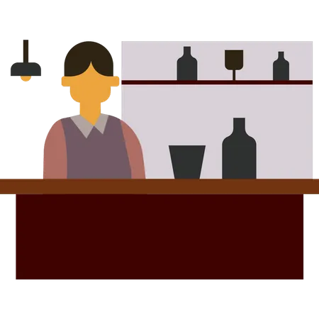 Bartender at bar  Illustration