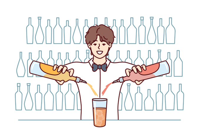 Bartender make mocktails  Illustration