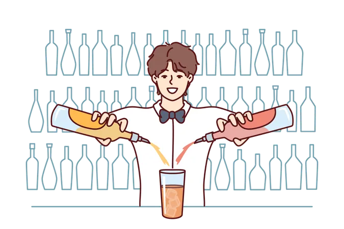 Bartender make mocktails  Illustration