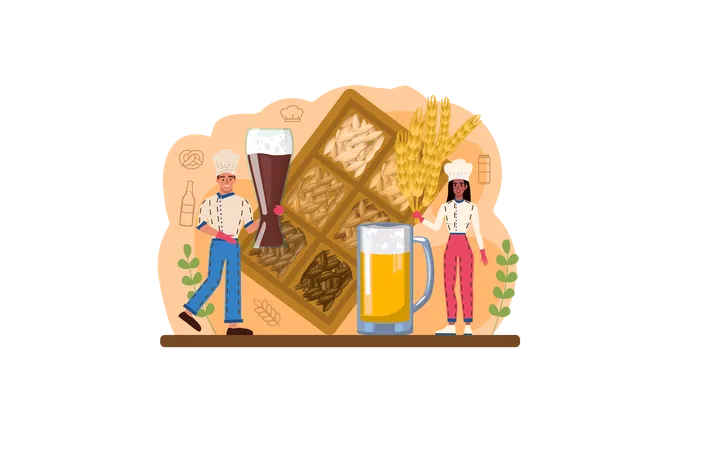 Bartender prepares beer for customers  Illustration