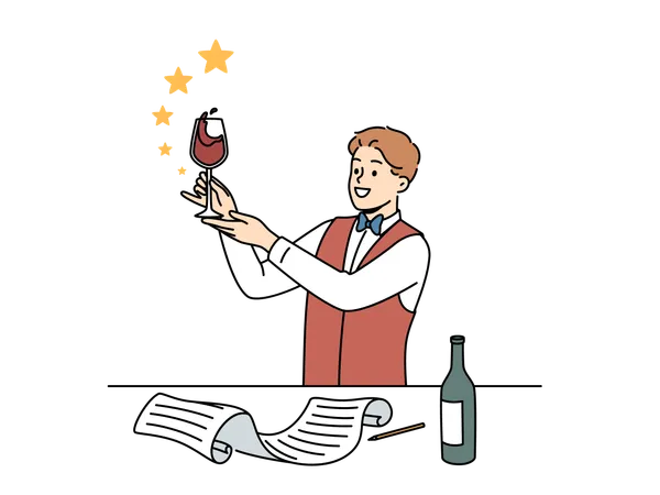 Bartender prepares new mocktail  Illustration