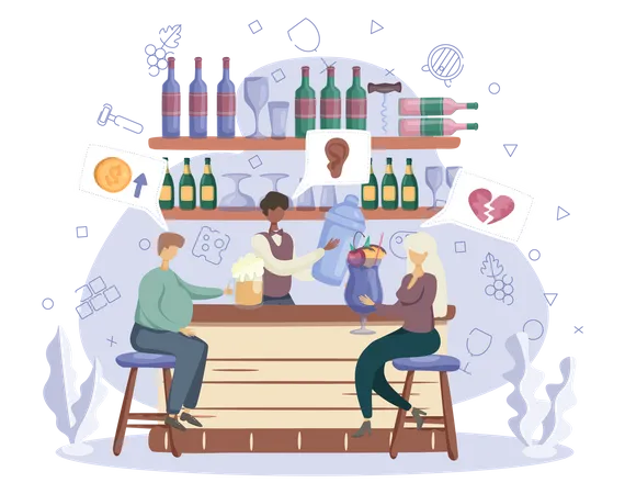 Bartender serving drinks  Illustration