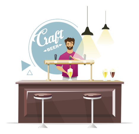 Bartender serving orders  Illustration