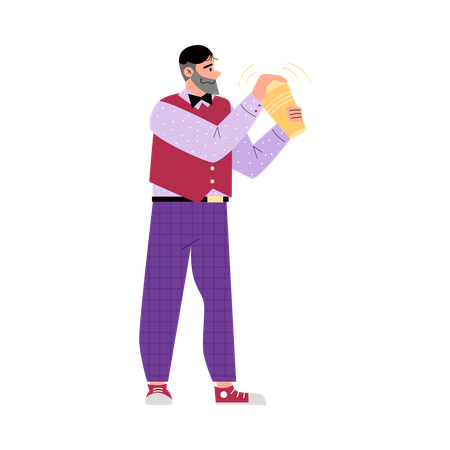 Bartender waiter with drink in his hands  Illustration
