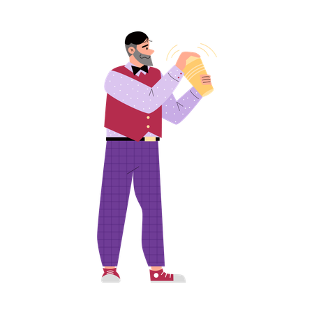 Bartender waiter with drink in his hands  Illustration