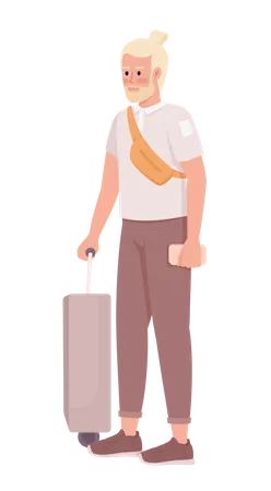Bärtige Passagiere mit Taschen  Illustration