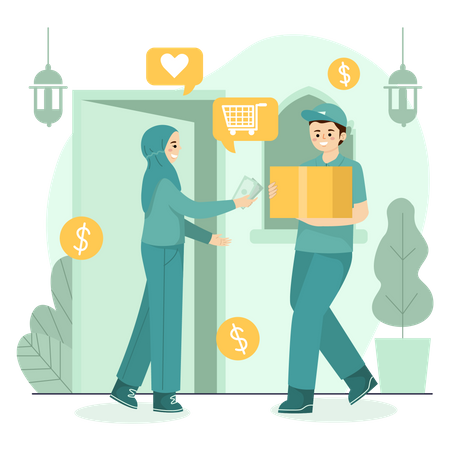 Barzahlung bei Lieferung  Illustration