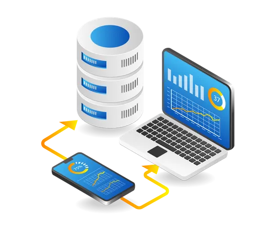 Base de datos de aplicaciones para teléfonos inteligentes  Ilustración