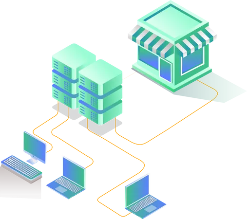 Base de datos para transacciones de tiendas.  Illustration