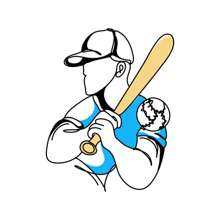 Minimalist Baseball Graphic Art Unique Website Design Element For Baseball Fans Illustration