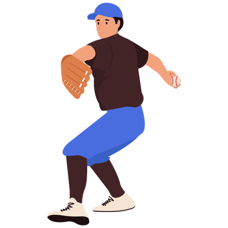 野球ピッチャーワインドアップポーズ  イラスト