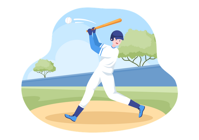 Baseball Player Hitting a Ball  Illustration