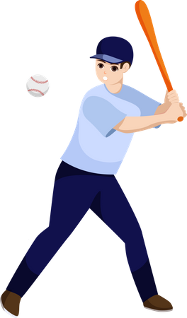 Baseball Player hitting ball  Illustration