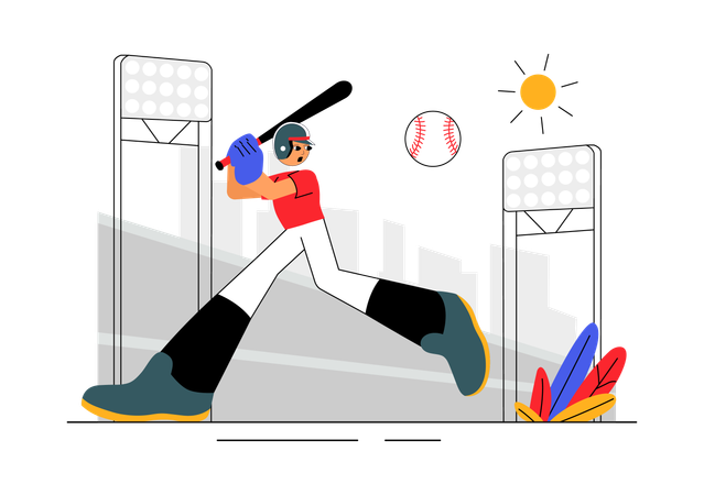 Baseball Player hitting ball  Illustration