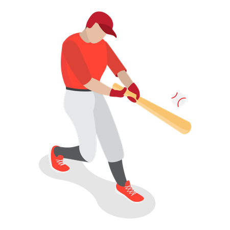 Baseball player hitting ball  Illustration