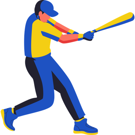 Baseball Player Hitting Ball  Illustration