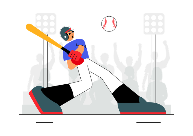Baseball Player hitting ball  Illustration