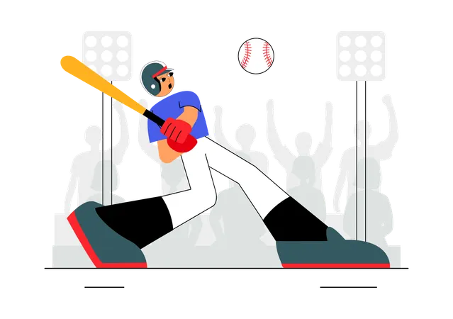 Baseball Player hitting ball  Illustration