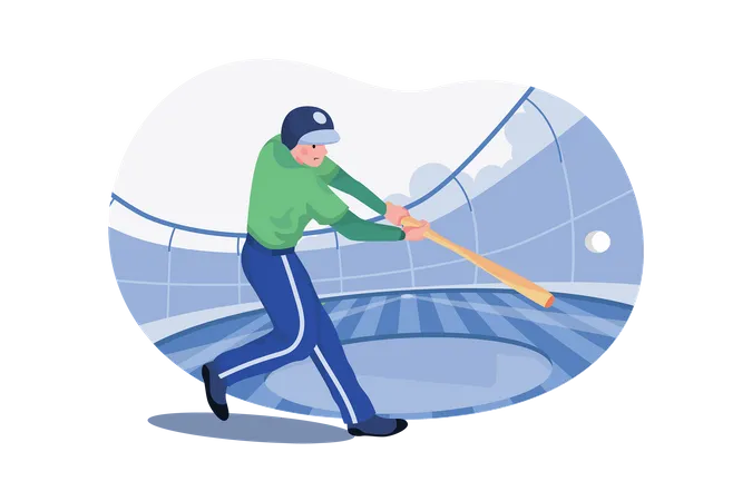 Baseball player hitting baseball  Illustration