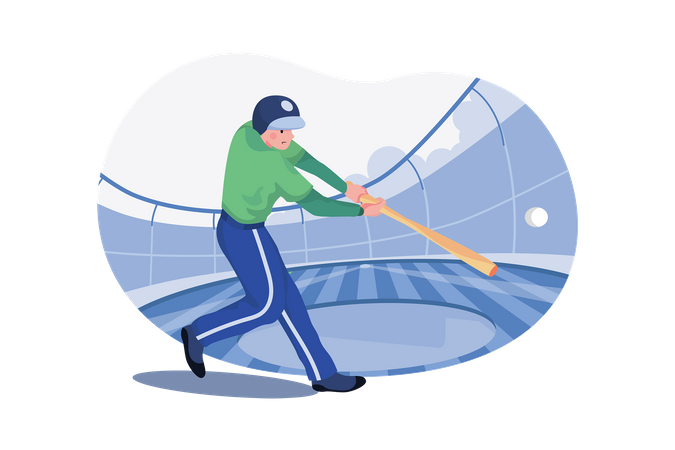 Baseball player hitting baseball  Illustration
