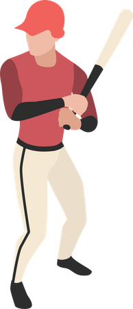 Baseball player hitting bat Illustration