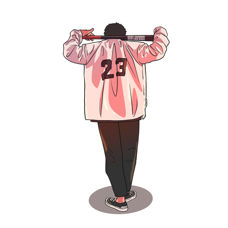Baseball player holding bat Illustration