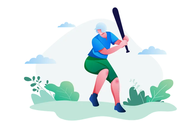 Baseball Player holding bat Illustration