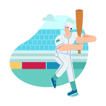 Baseball Player holding bat  Illustration