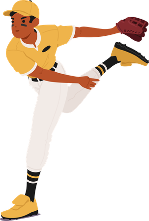 Baseball Player In Mid-pitching Action  Illustration