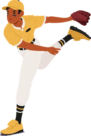 Baseball Player In Mid-pitching Action  Illustration