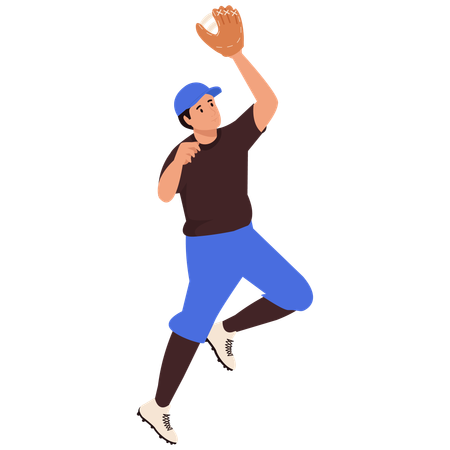 Baseball player Jumping for Catch  Illustration