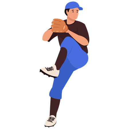 野球選手の投球ポーズ  イラスト