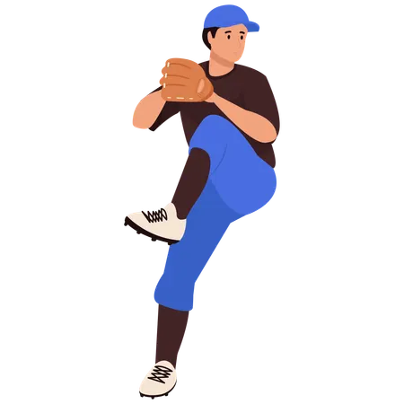 野球選手の投球ポーズ  イラスト