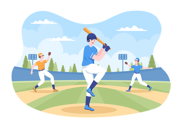 Baseball Player playing in match Illustration