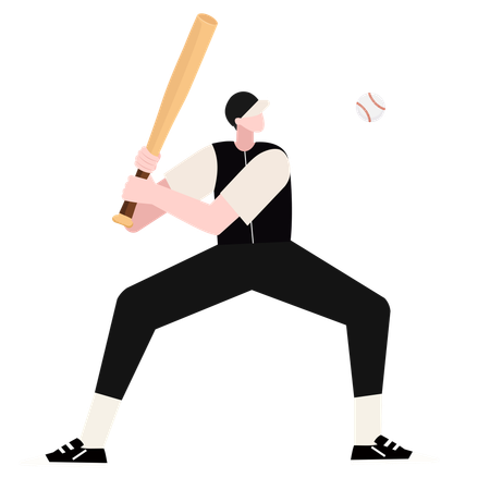 Baseball player playing with bat  Illustration